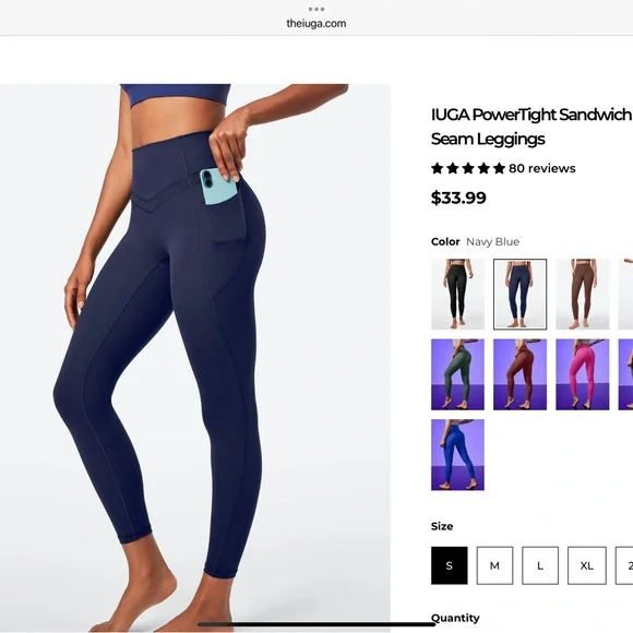 IUGA sandwich front Power Tight Leggings Set in Grey, Green, Navy, and Black - Picture 4 of 16